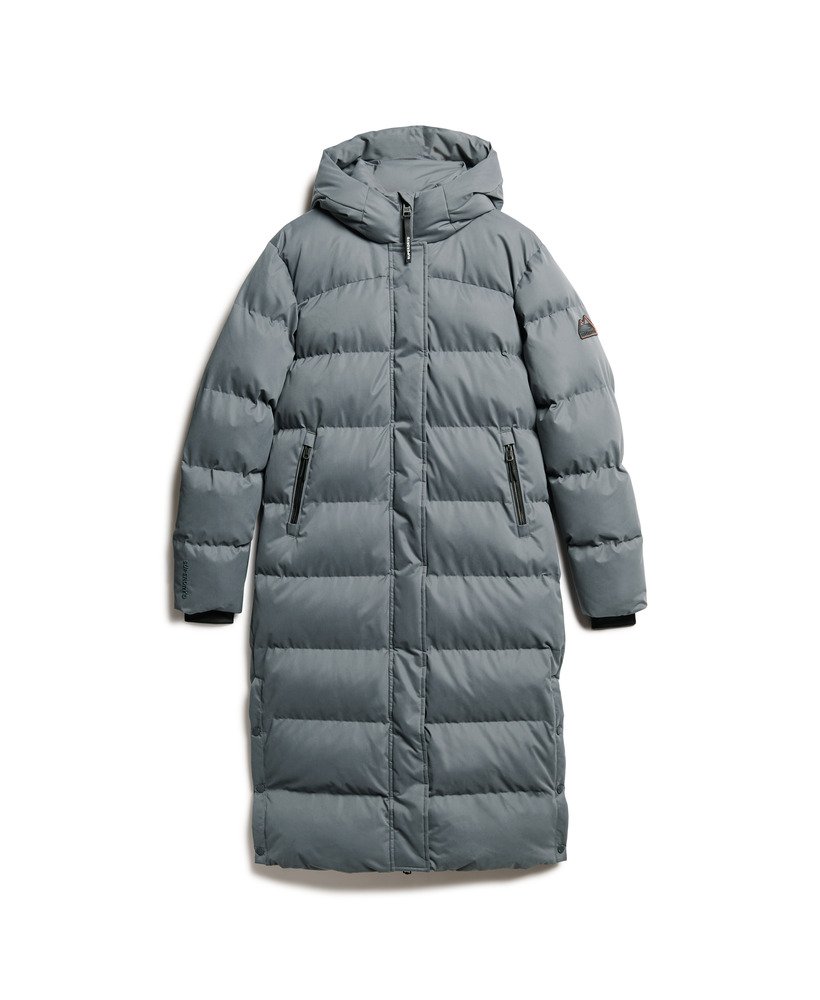 casaco puffer longo de microfibra na cor Ébano