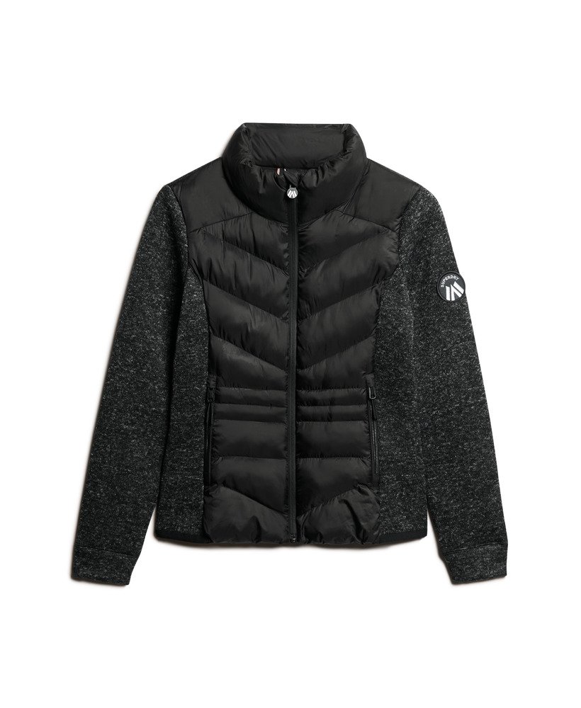 jaqueta híbrida storm knit na cor preta.