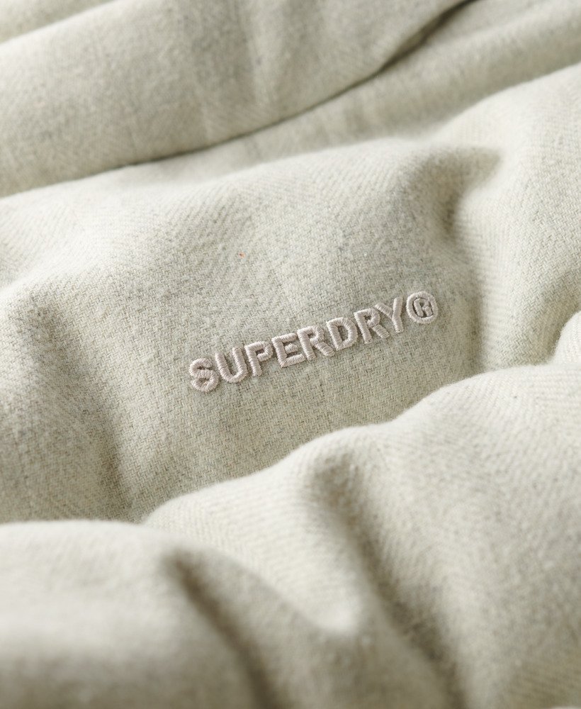 jaqueta puffer boxy de tweed na cor cinza mescla puritan grey.