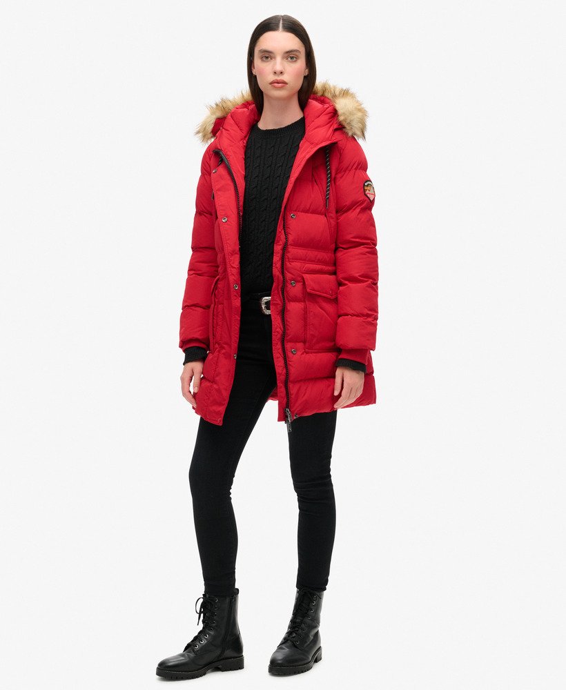 casaco puffer everest mid de pele sintética na cor vermelho barndoor
