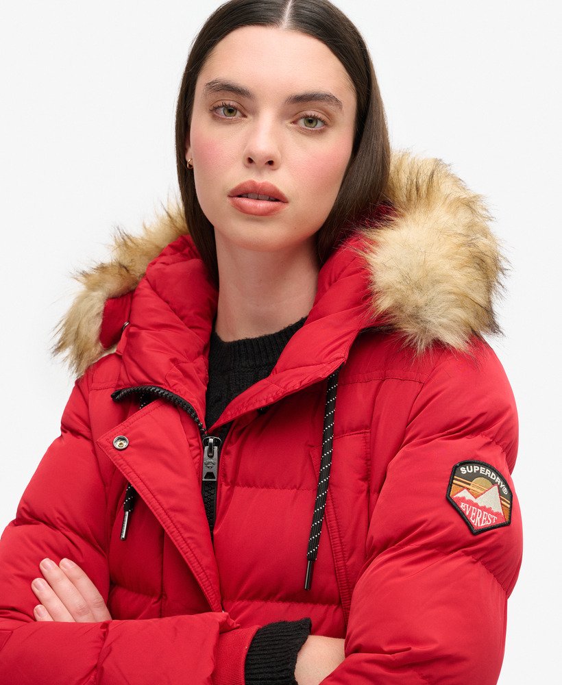 casaco puffer everest mid de pele sintética na cor vermelho barndoor