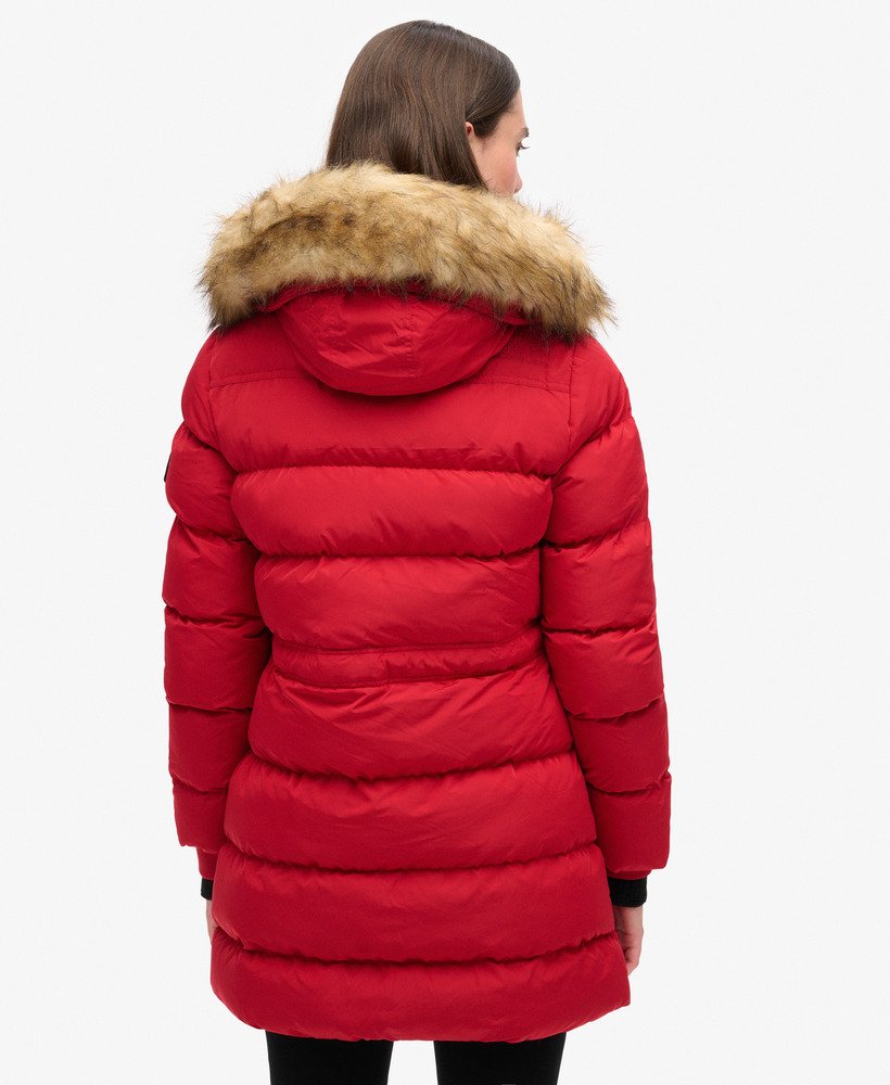 casaco puffer everest mid de pele sintética na cor vermelho barndoor