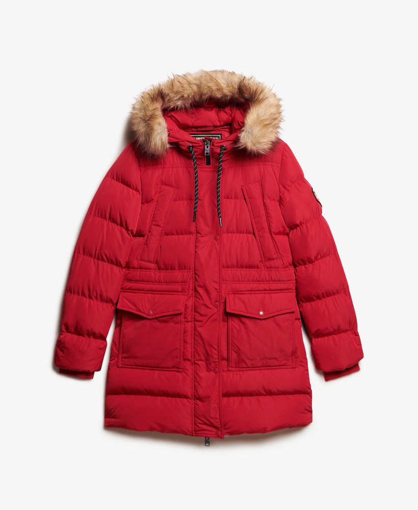 casaco puffer everest mid de pele sintética na cor vermelho barndoor