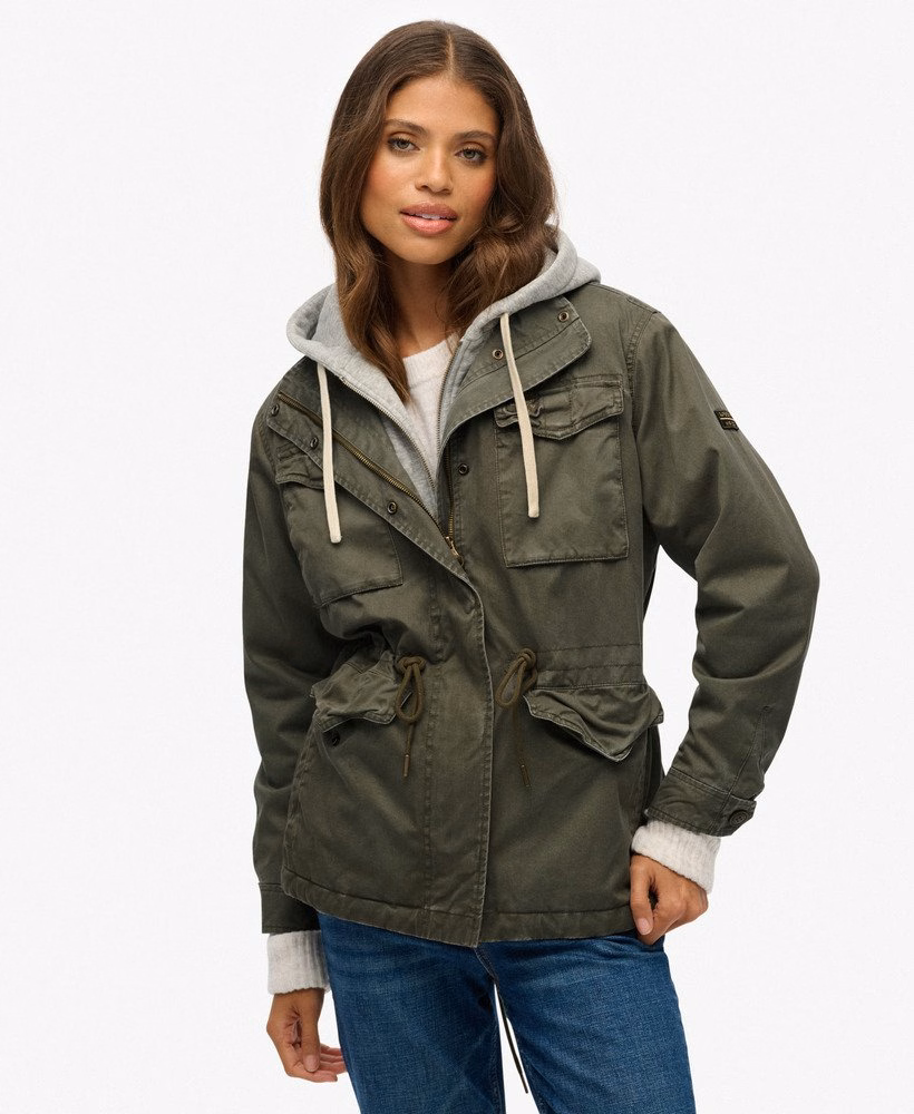 Jaqueta militar com capuz Jersey Borg