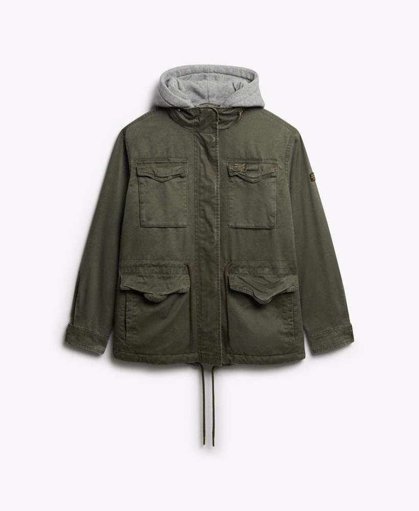 Jaqueta militar com capuz Jersey Borg