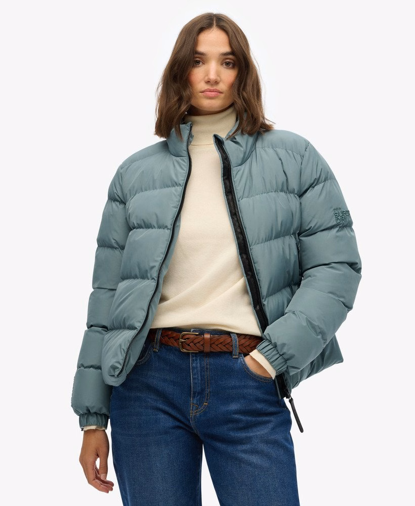 Jaqueta esportiva puffer sem capuz