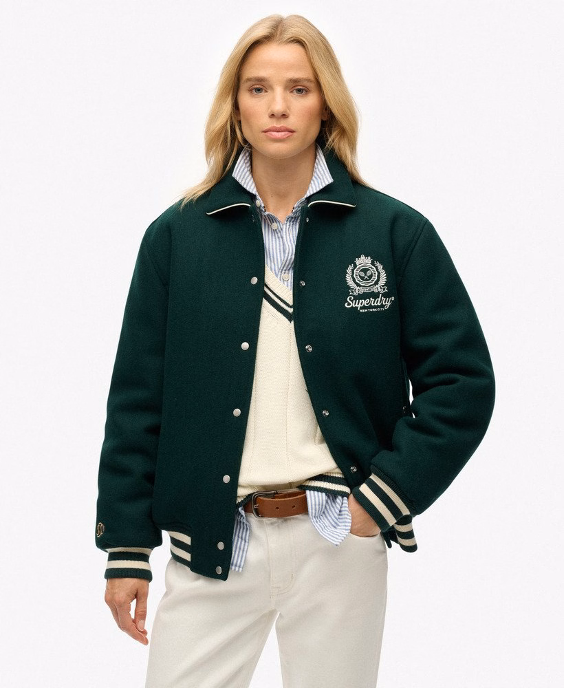Jaqueta bomber Country Club em lã mista