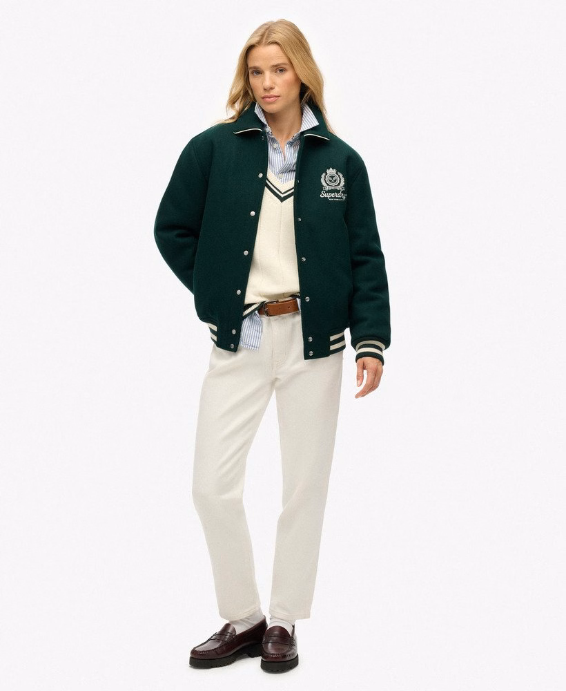 Jaqueta bomber Country Club em lã mista