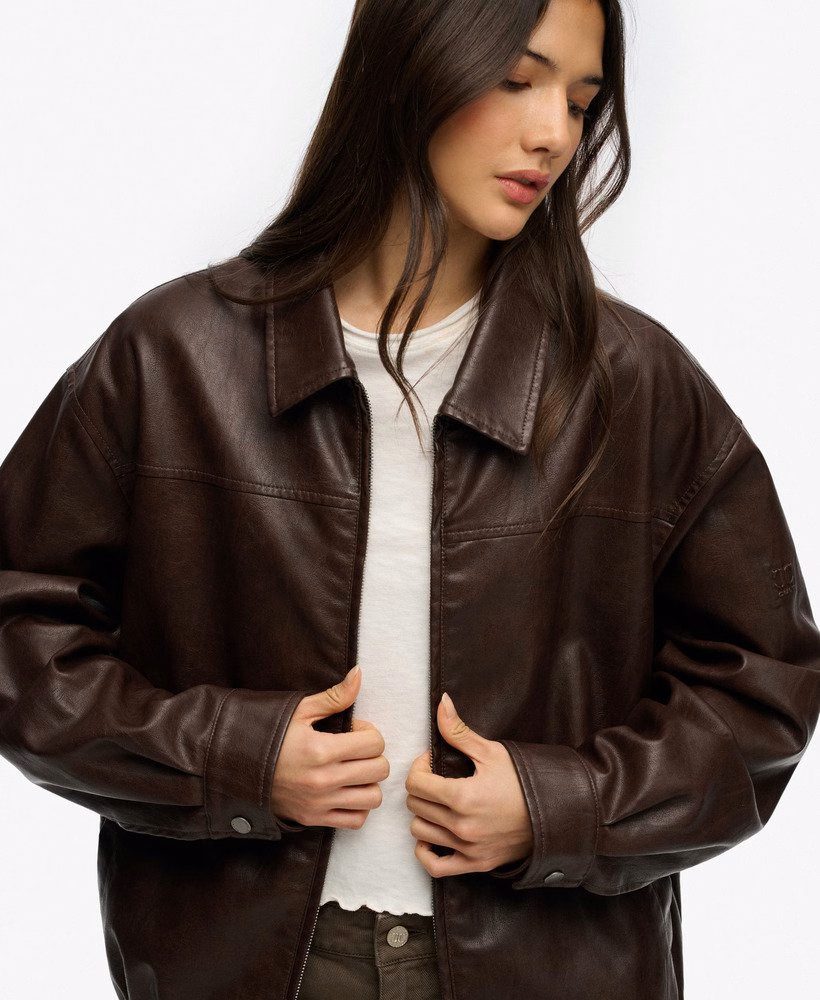 Jaqueta bomber oversized com gola
