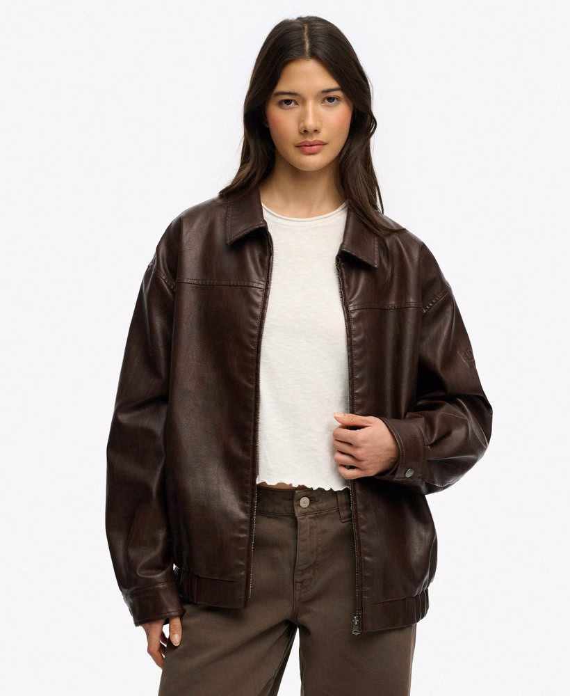 Jaqueta bomber oversized com gola