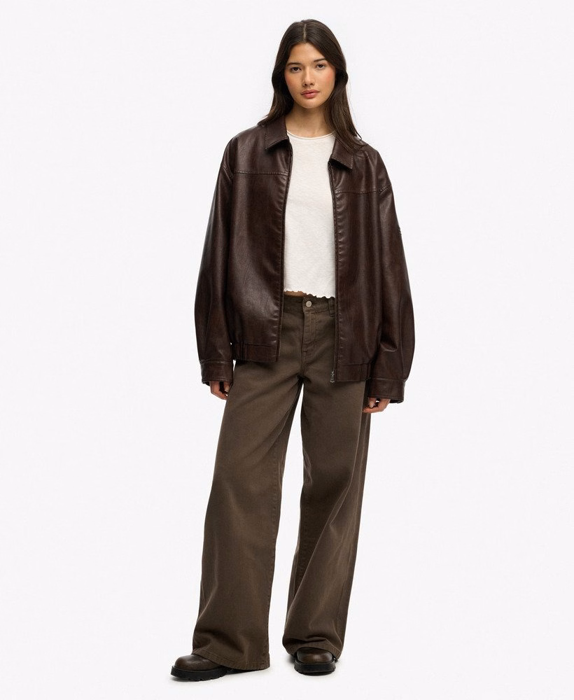 Jaqueta bomber oversized com gola