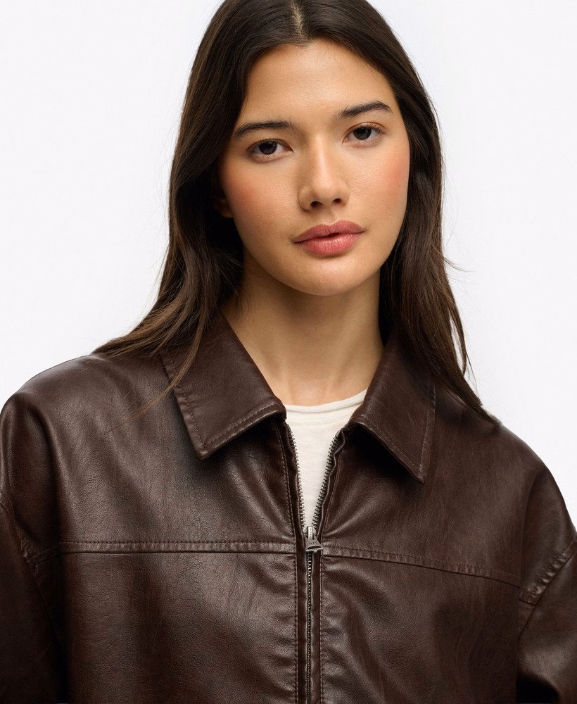 Jaqueta bomber oversized com gola