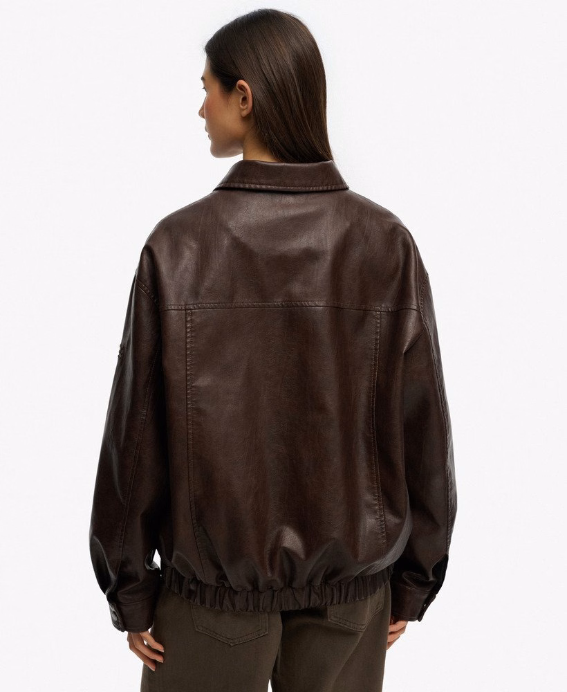 Jaqueta bomber oversized com gola