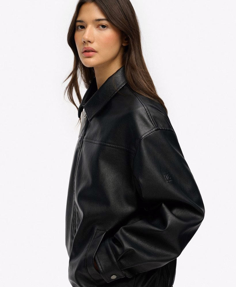 Jaqueta bomber oversized com gola