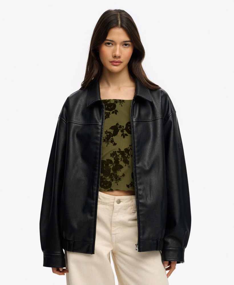 Jaqueta bomber oversized com gola