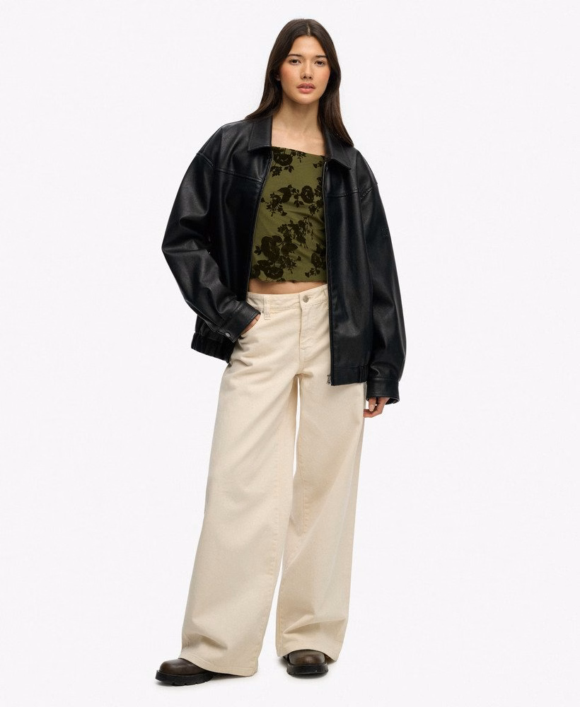 Jaqueta bomber oversized com gola