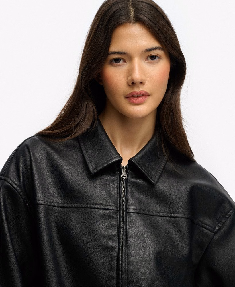 Jaqueta bomber oversized com gola