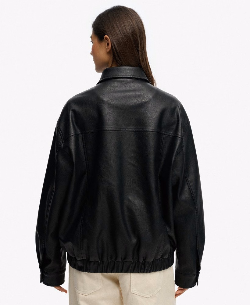 Jaqueta bomber oversized com gola