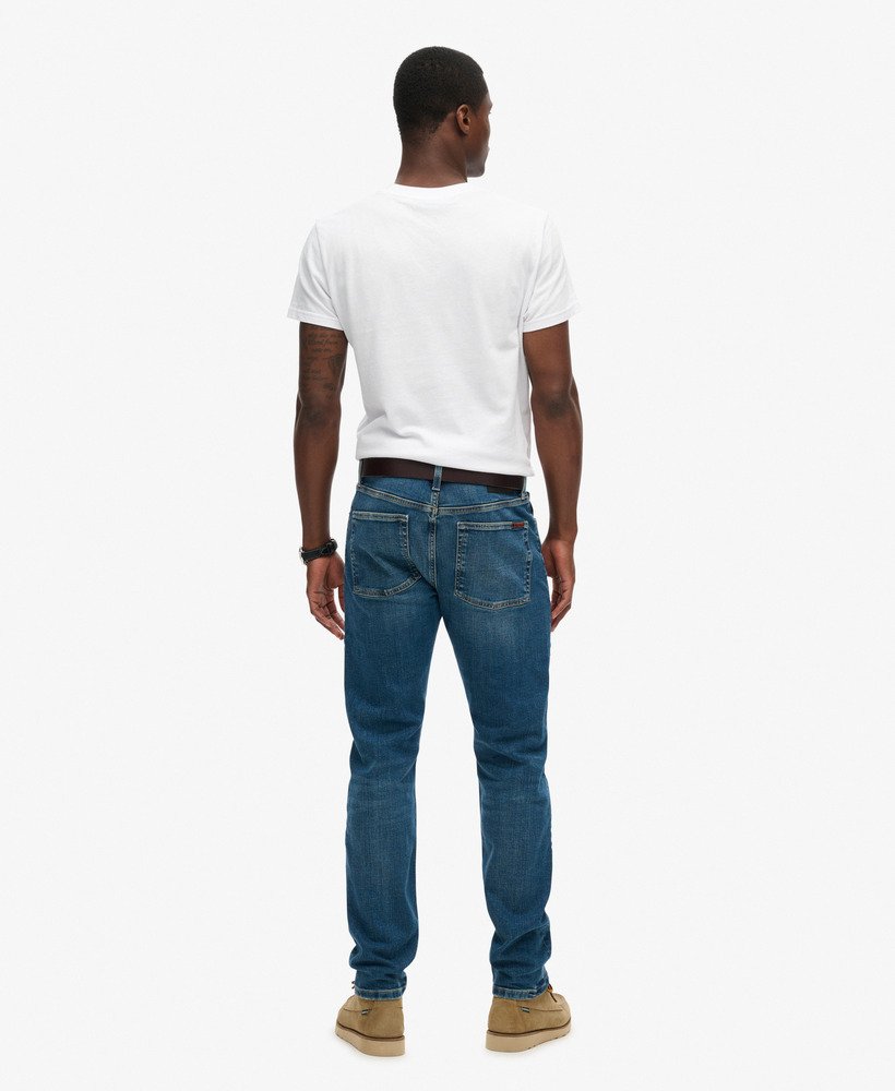 calça jeans vintage slim reta na cor azul médio mercer