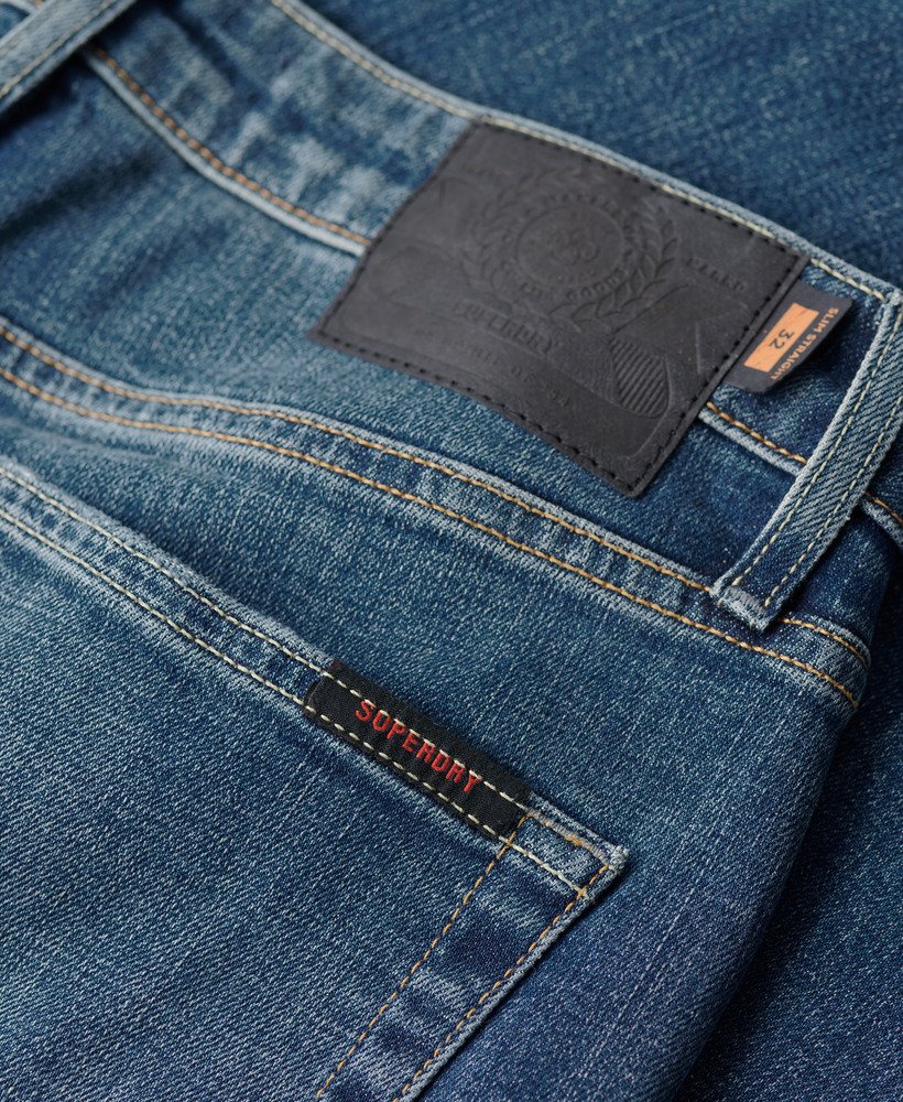 calça jeans vintage slim reta na cor azul médio mercer