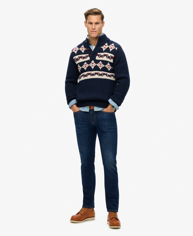 calça jeans vintage slim reta na cor rutgers dark ink