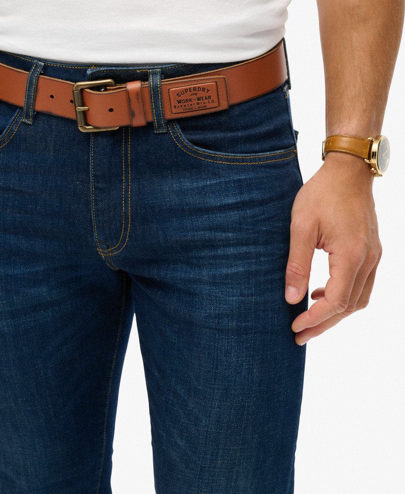 calça jeans vintage slim reta na cor rutgers dark ink