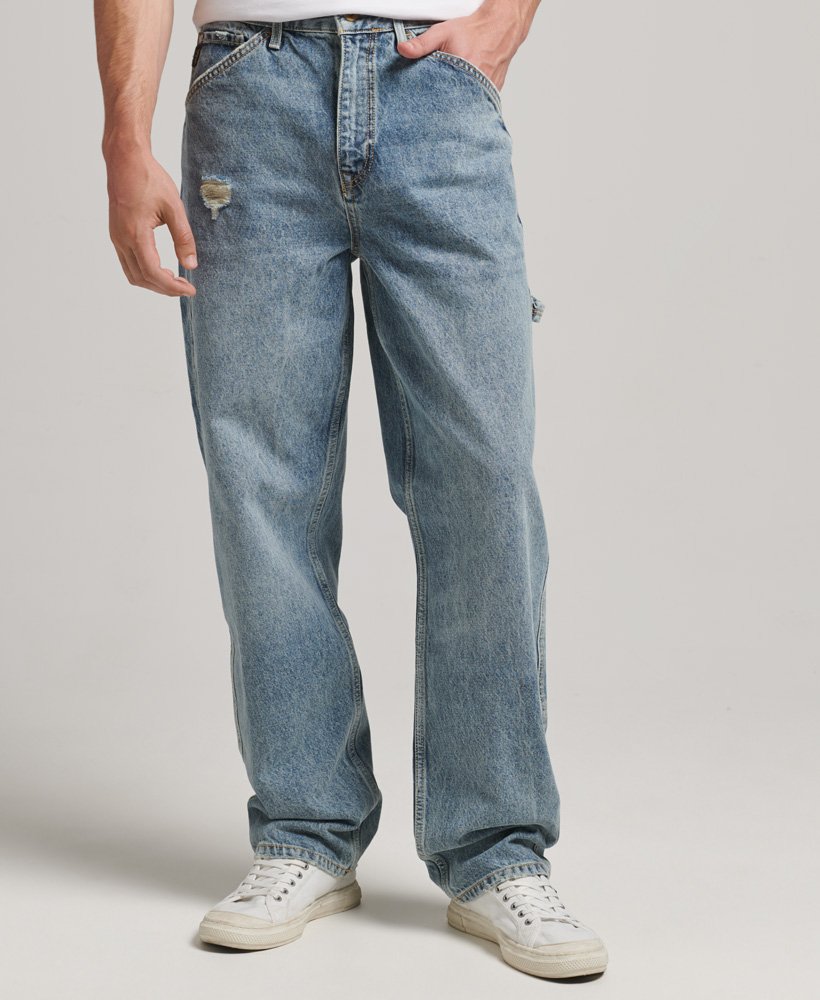 calça jeans carpenter em algodão orgânico na cor sycamore mid stone