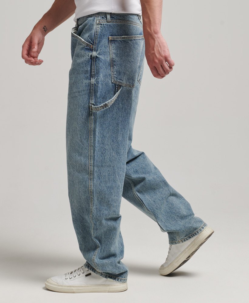 calça jeans carpenter em algodão orgânico na cor sycamore mid stone