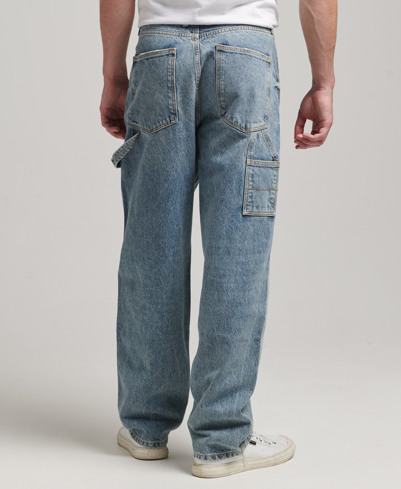 calça jeans carpenter em algodão orgânico na cor sycamore mid stone