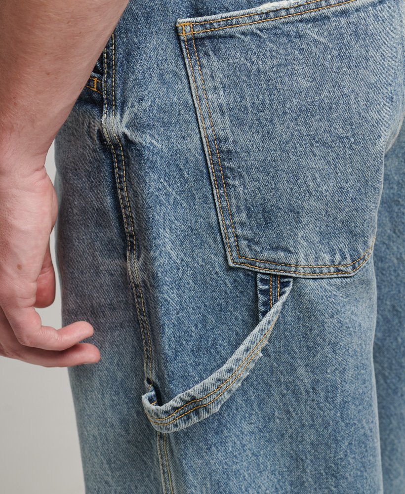 calça jeans carpenter em algodão orgânico na cor sycamore mid stone