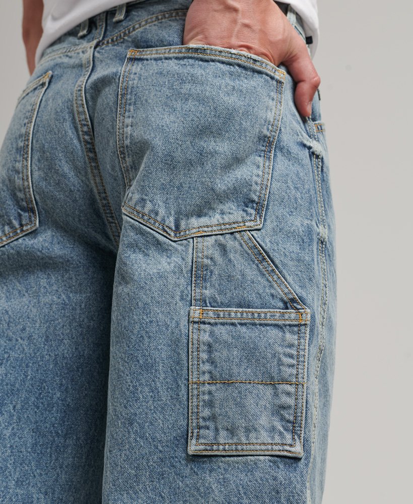 calça jeans carpenter em algodão orgânico na cor sycamore mid stone