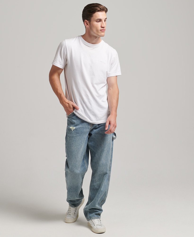 calça jeans carpenter em algodão orgânico na cor sycamore mid stone