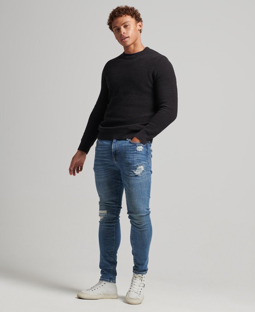 calça jeans skinny vintage stanton azul brilhante rasgada