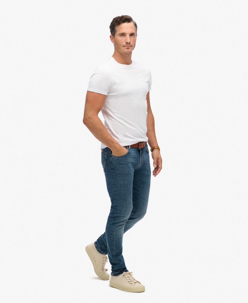 calça jeans vintage slim na cor azul médio mercer