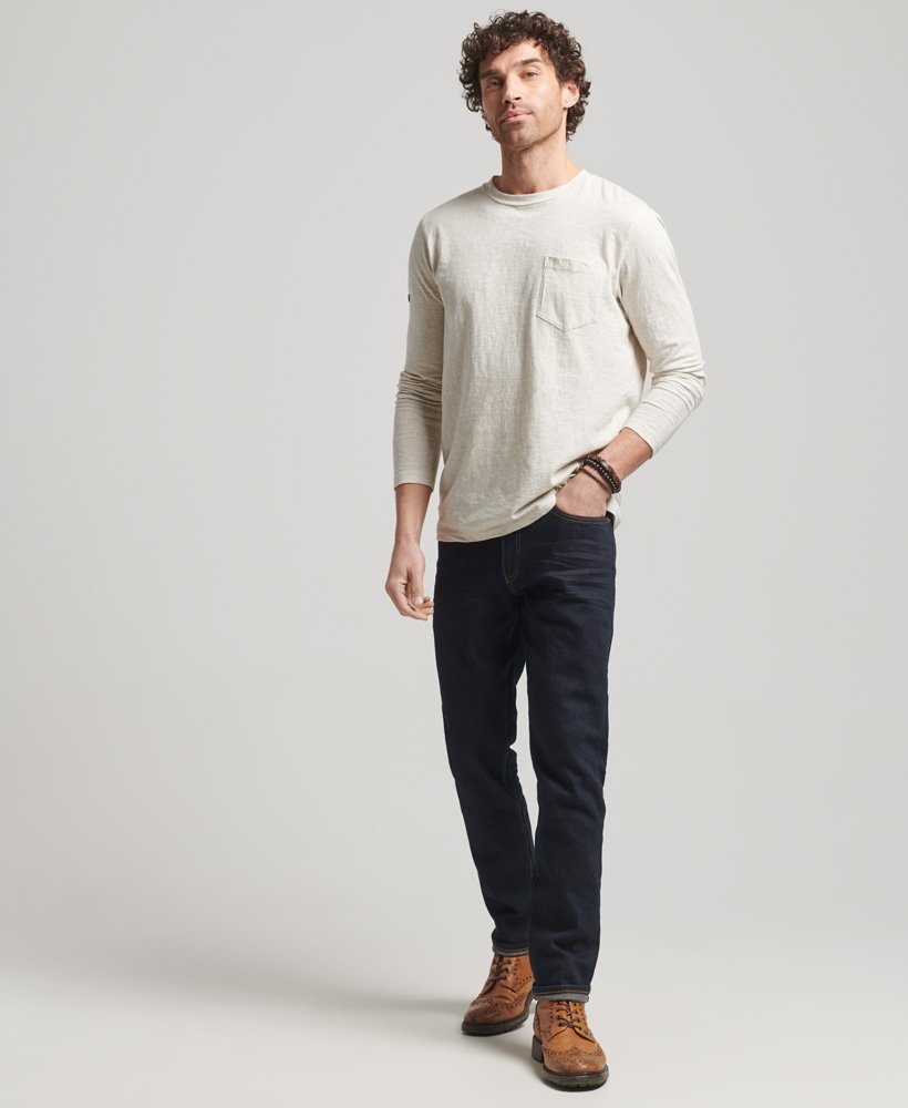 the merchant store - calça jeans slim orgânica em sarja azul escura