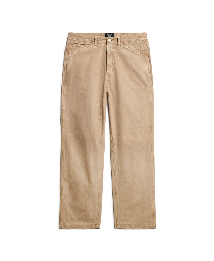calça de trabalho com cinco bolsos na cor marrom areia do cânion
