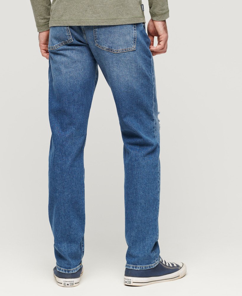 calça jeans vintage slim reta na cor azul folsom médio