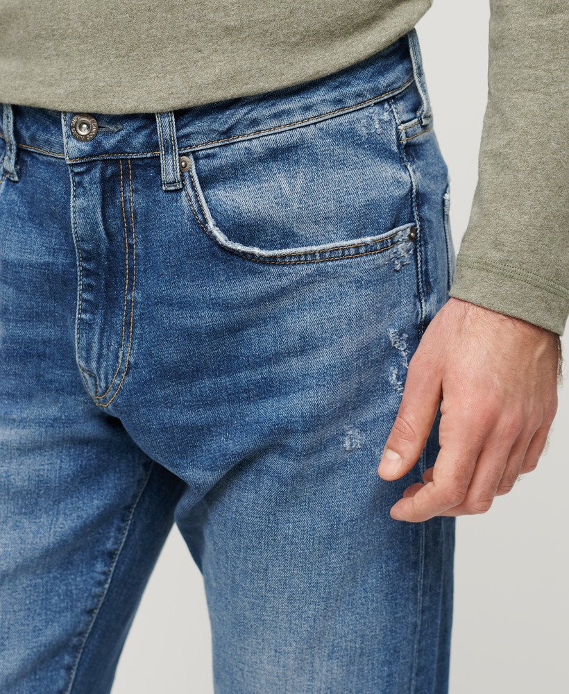 calça jeans vintage slim reta na cor azul folsom médio