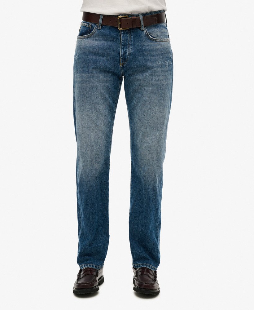 calça jeans reta na cor azul médio dolores