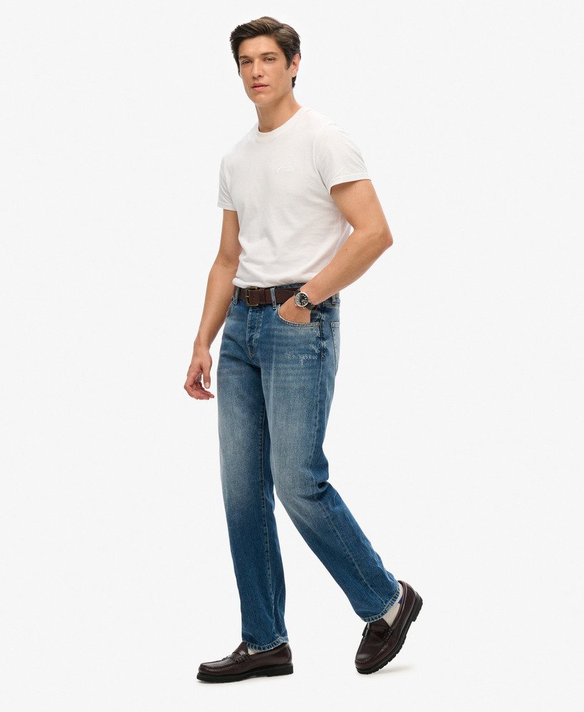 calça jeans reta na cor azul médio dolores