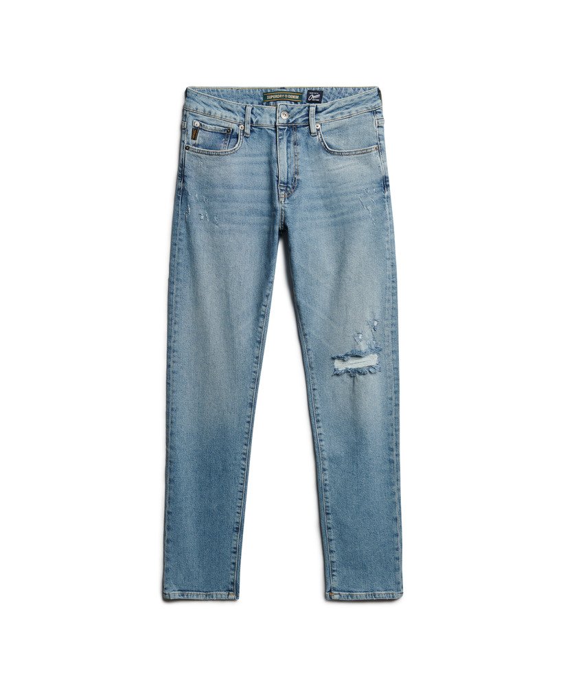 calça jeans vintage slim na cor azul shotwell