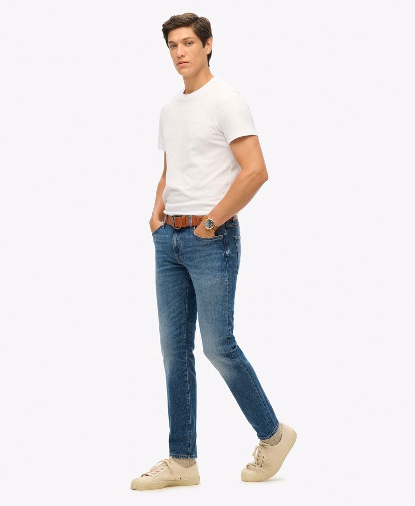 Calça jeans slim vintage de algodão orgânico