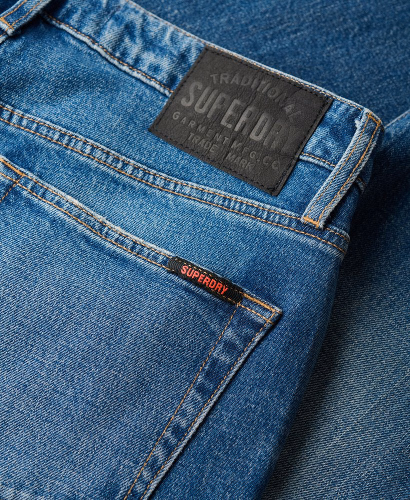 Calça jeans slim vintage de algodão orgânico