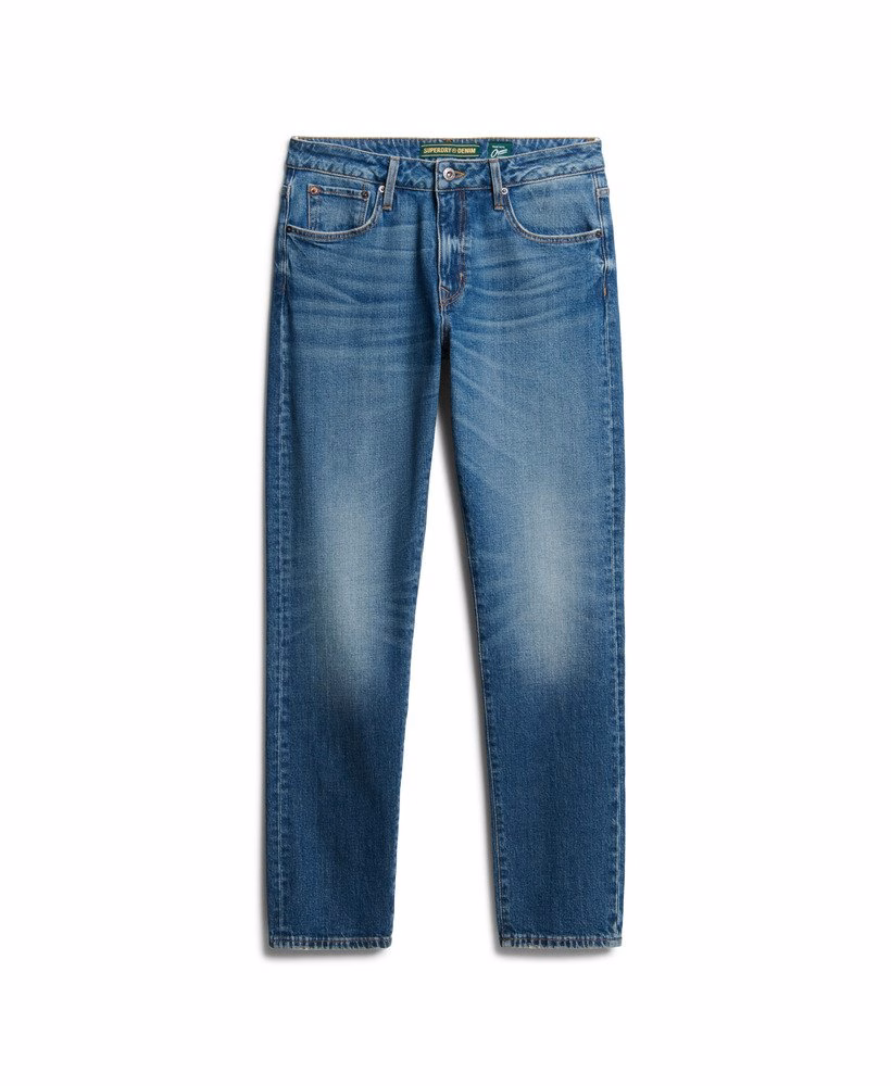 Calça jeans slim vintage de algodão orgânico
