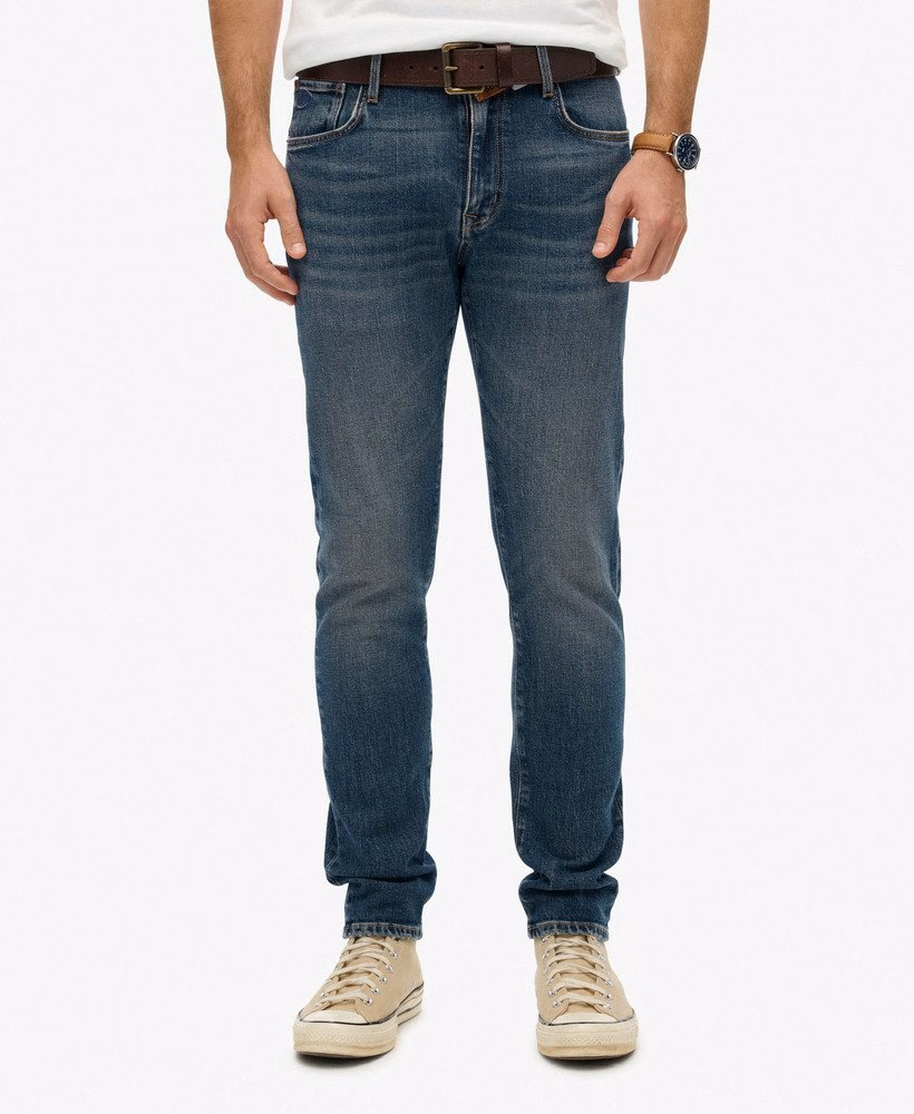 Calça jeans slim vintage de algodão orgânico