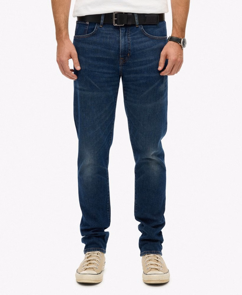 Calça jeans reta slim vintage de algodão orgânico