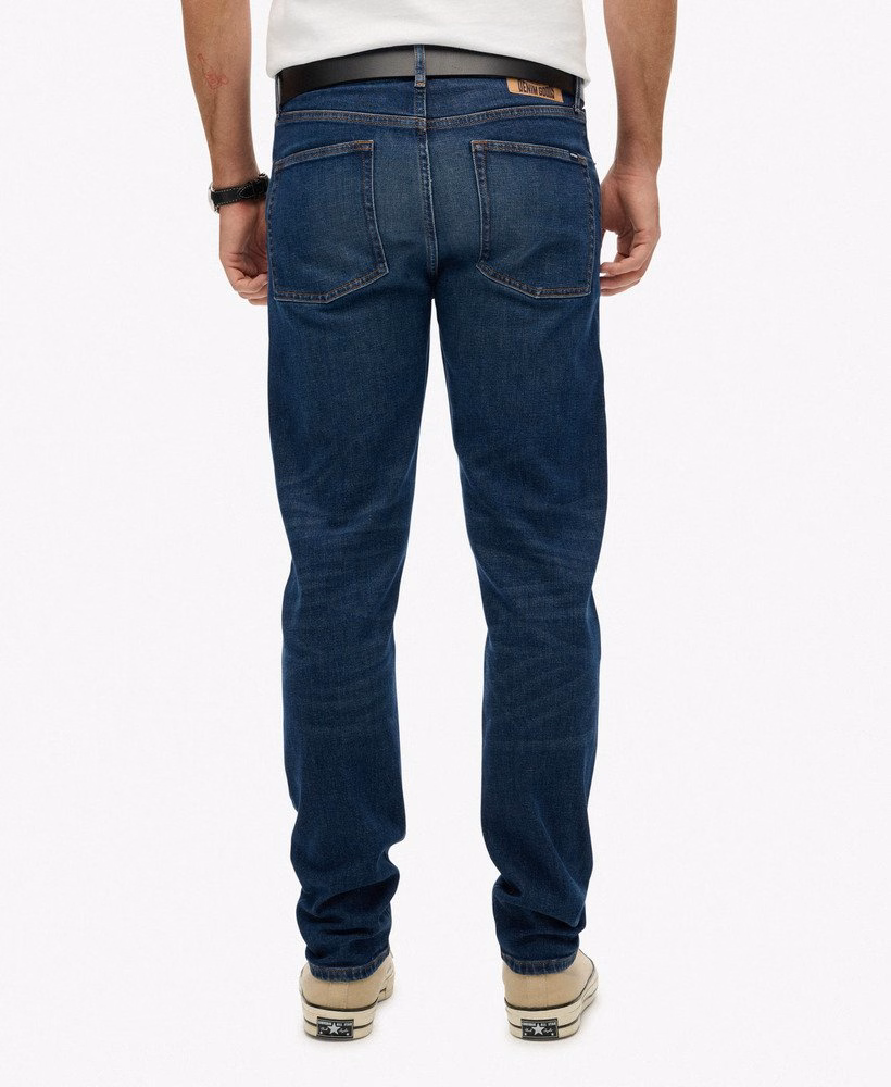 Calça jeans reta slim vintage de algodão orgânico
