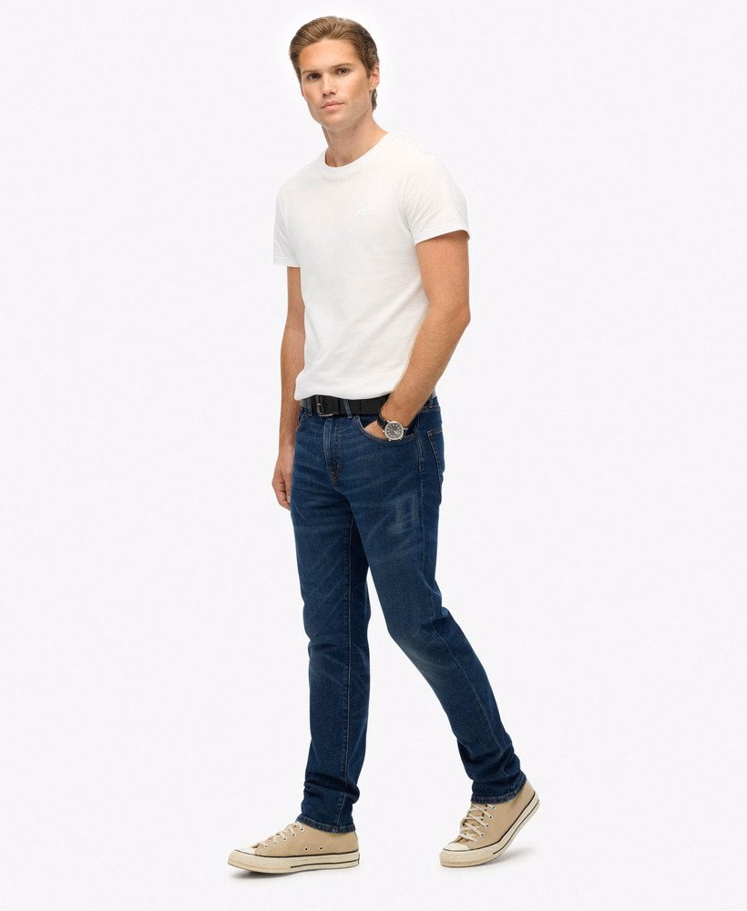 Calça jeans reta slim vintage de algodão orgânico
