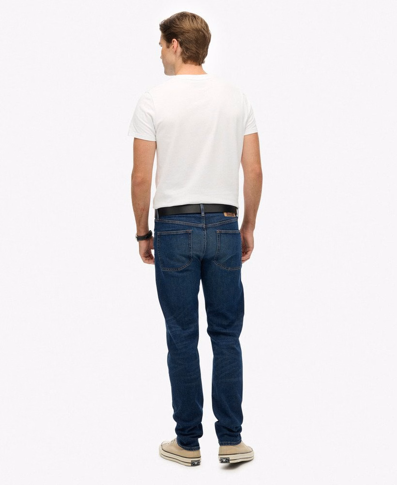 Calça jeans reta slim vintage de algodão orgânico