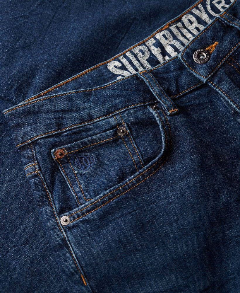 Calça jeans reta slim vintage de algodão orgânico